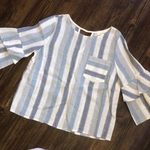 Striped bell sleeve top